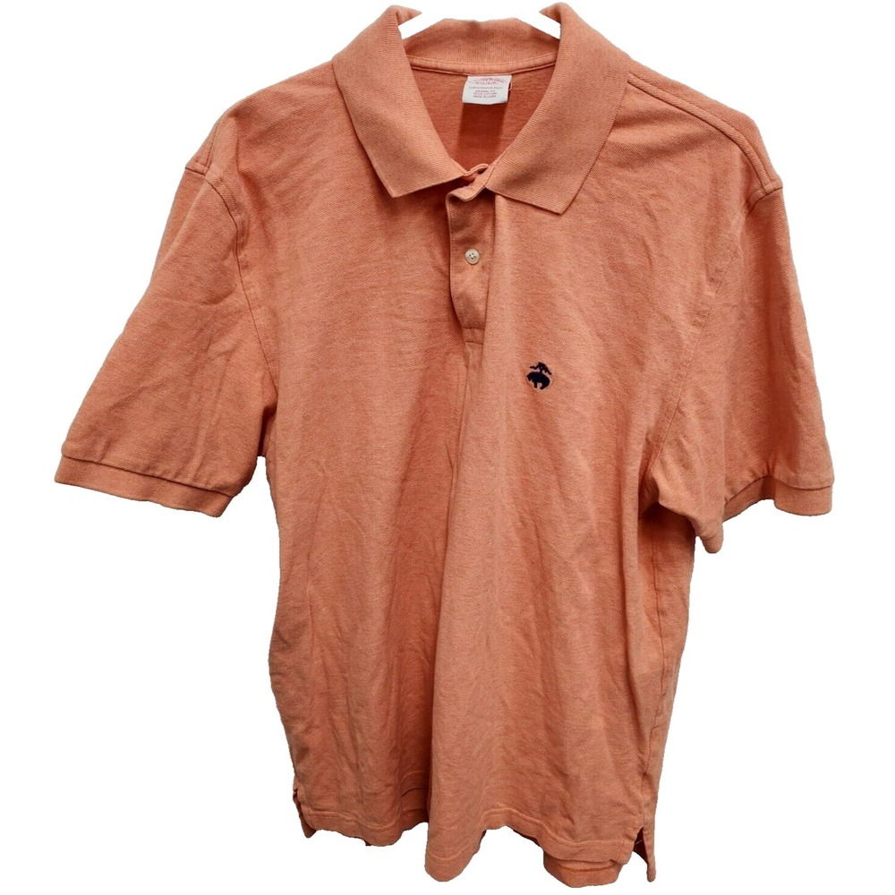 Brooks Brother Mens Performance Polo‎ Shirt Large Coral Cotton Original Fit Golf